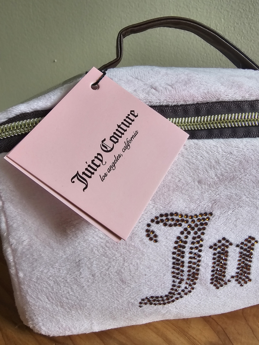 Juicy Couture Pink Rhinestone Logo Cosmetic Bag - Picture 4 of 9